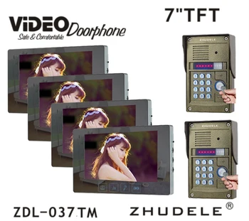

ZHUDELE Reasonable Home Security Intercom System 7' LCD Video Door Phone Monitor 700TVL HD IR Camera Password or ID Card Unlock