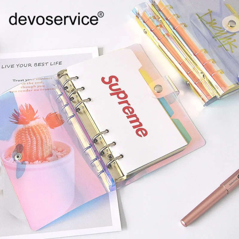 

Creative A6 Laser Loose-leaf Set Multi-function Color Change Notebook Paper Diary Plan Account Book Student Diary Memos For Gift