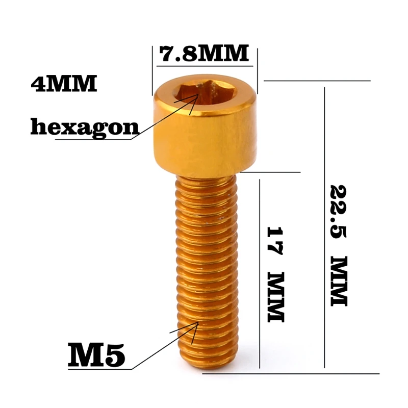 4 шт./пакет велосипедный вынос руля винт M5x17mm болт из алюминиевого сплава с фиксированным Шестерни MTB