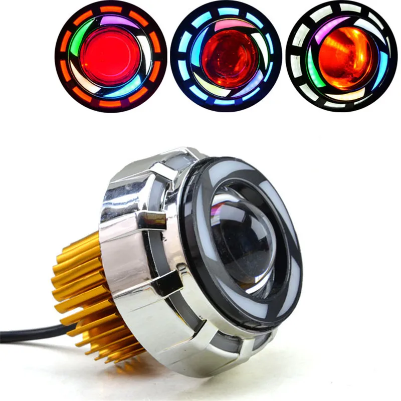 

Motorcycle electric car LED refit headlight spotlight Devil eye double lens lapping laser gun spotlight can flash