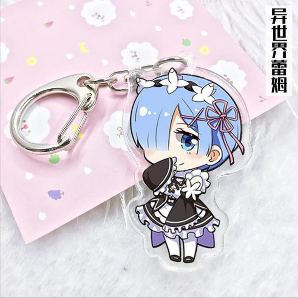 

Re Life in a different world from zero Acrylic keychain Emilia Puck Felt Ram Beatrice Pendants Keyring Cosplay surrounding gift
