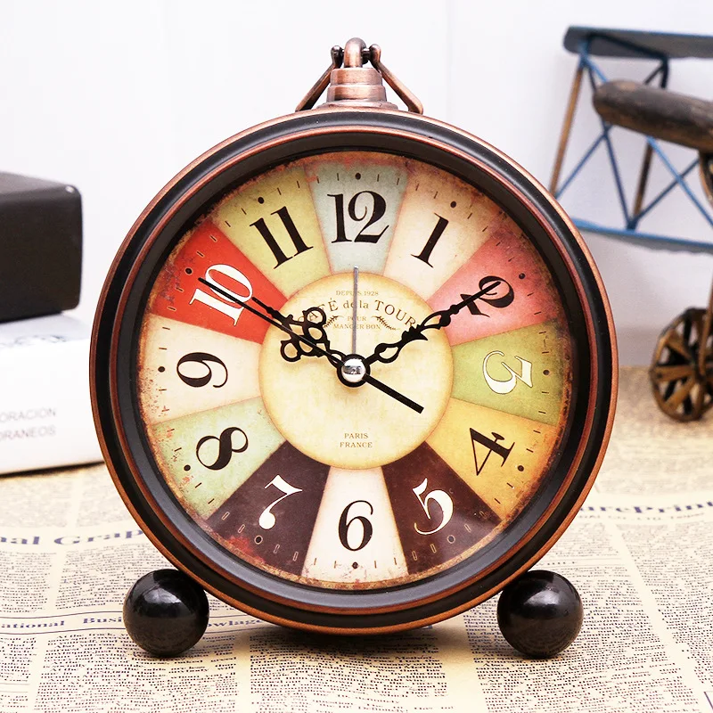 Retro European pastoral creative alarm clock home living room, office