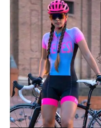Pro команда триатлонный костюм женский Велоспорт шерстяной облегающий костюм комбинезон Велосипедное трико Ropa ciclismo набор розовый гель pad - Цвет: as picture