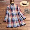 2022 ZANZEA Women's Autumn Blouse Elegant Check Tops Vintage Long Sleeve Tee Shirts Female Button Plaid Work Blusas Casual Tunic ► Photo 1/6