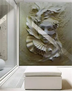 

Custom Wallpaper 3d Embossed Masked Beauty Flowers Indoor Porch Background Wall Decoration Mural Wallpaper