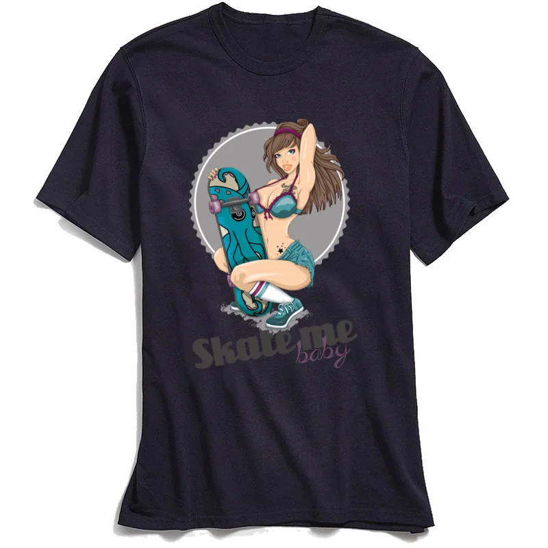 Skate Me Tops Tees 2018 Fashion O Neck Camisa Short Sleeve 100% Cotton Men T-Shirt Printed Tee Shirt Wholesale Skate Me navy
