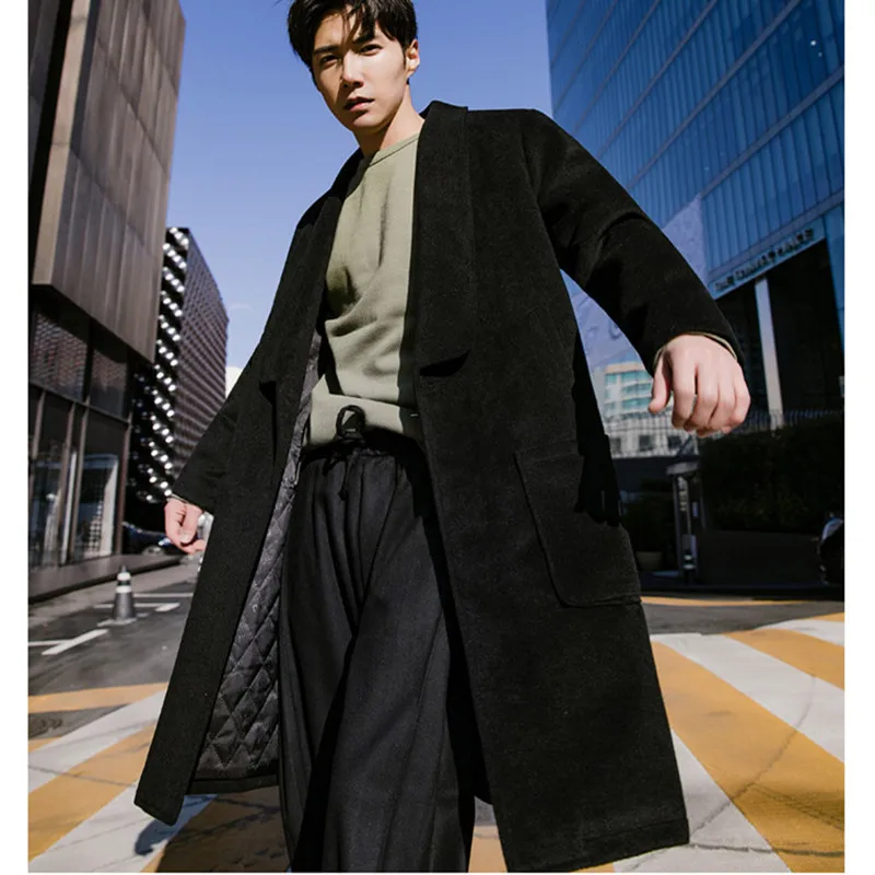 

Plus Size 2018 Casual Mens Long Winter Coats Overcoats Fashion Korean Style Winter Loose Coat