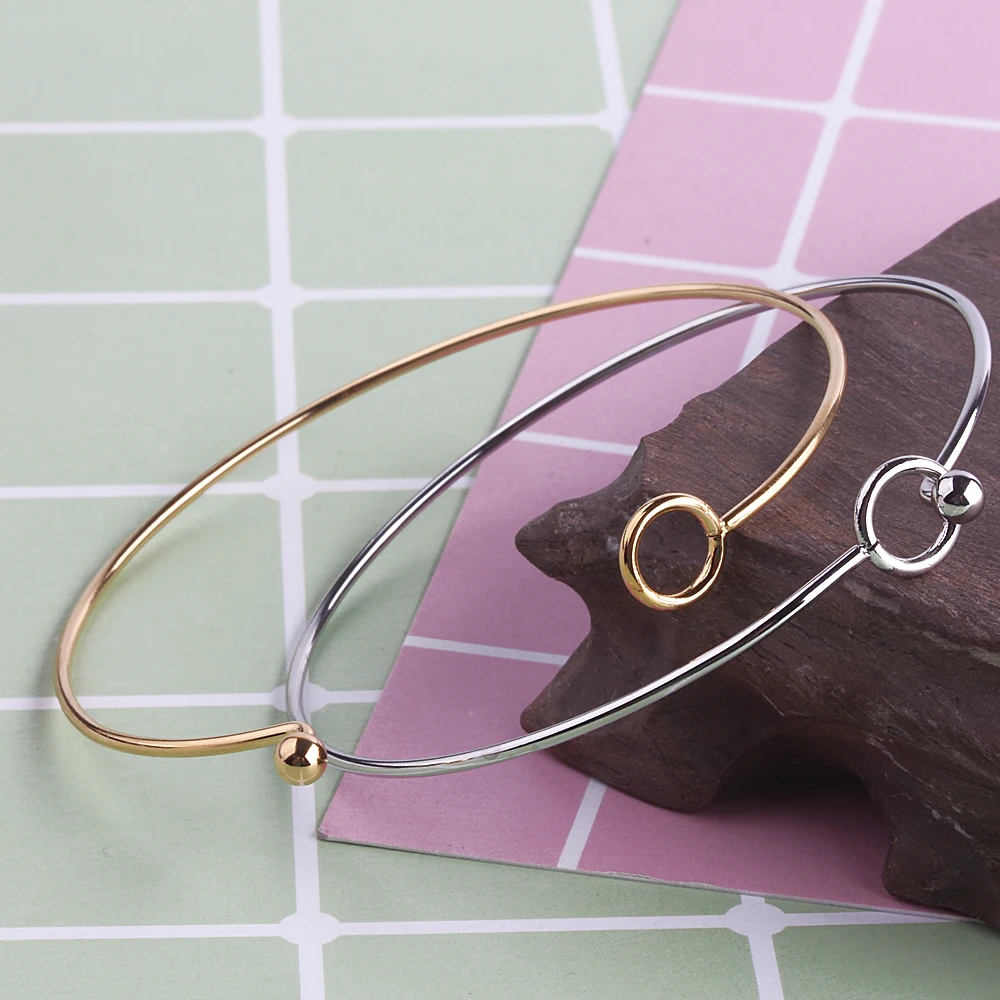 ZMZY Cuff Bangles Stainless Steel Charm Bracelets for Women Silver/Gold Color Circle Open Pulsera Jewelry Pulseiras Femininas - Image 3