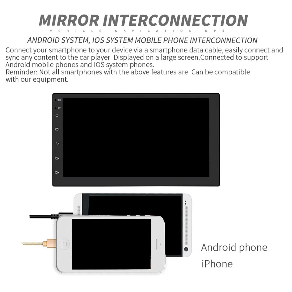 

7 Inch Online Bluetooth Screen Radio MP5 Player Voice Control Car Stereo WIFI HD Entertainment GPS Navigation Quad Core