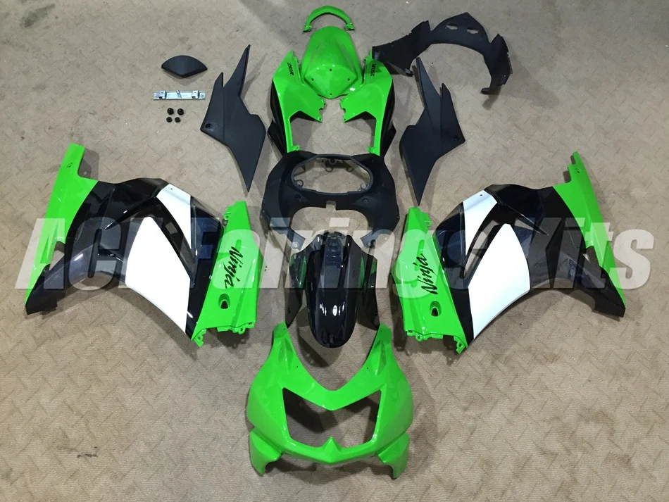 New Injection mold ABS Fairing kit for Kawasaki ninja250 2008-2014 EX250 250 2008 09 10 11 12 13 14 fairings cool green white New Injection mold ABS Fairing kit for Kawasaki ninja250 2008-2014 EX250 250 2008 09 10 11 12 13 14 fairings cool green white
