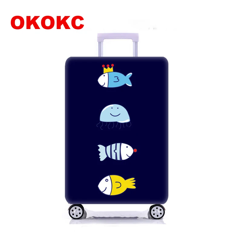 

OKOKC Fish Cartoon Thickest Suitcase Cover for Trunk Case Apply to 18''-32'' Suitcase, Elastic Luggage Cover, Travel Accessories