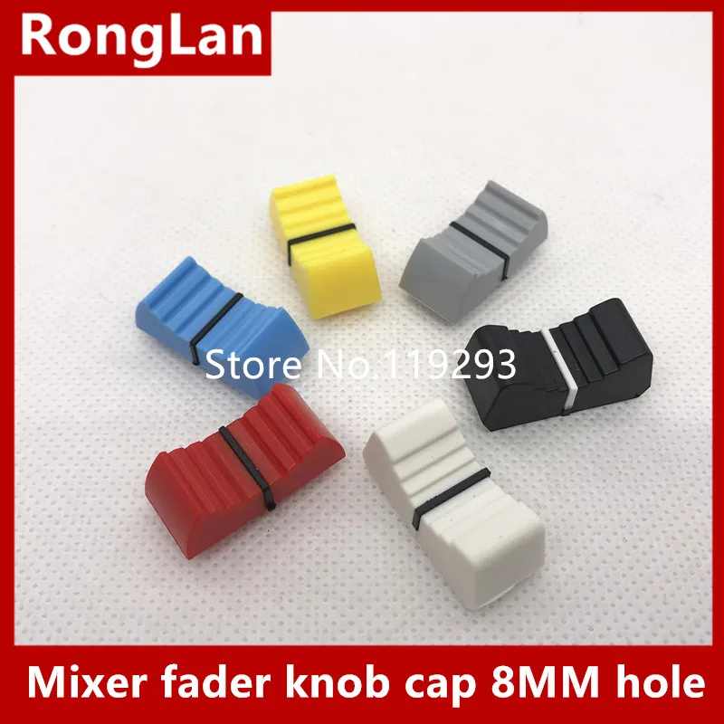 

[BELLA]Mixer fader knob cap word shouted hole width 8MM red and blue and yellow lime--50PCS/LOT