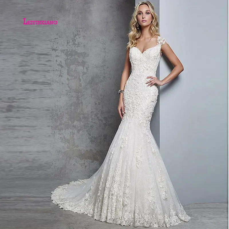 

LEIYINXIANG New Arrival Popular Bride Dress Wedding Dress Vestido De Noiva Sereia Robe Sexy Mermaid Appliques Zipper Sweetheart