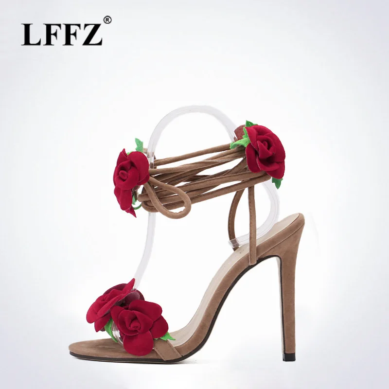

2018 Fashion Woman Female Gladiator Sandals Handmade Floral Cross Tied Flat Beach Boots Zapatos Mujer Chaussure Femme Sandalias