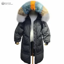 Luxury Colorful Racoon Fur Winter Duck Down Jacket Women Goose Feather Coat Thick Warm Outerwear Plus Size Hooded Parka OKD316