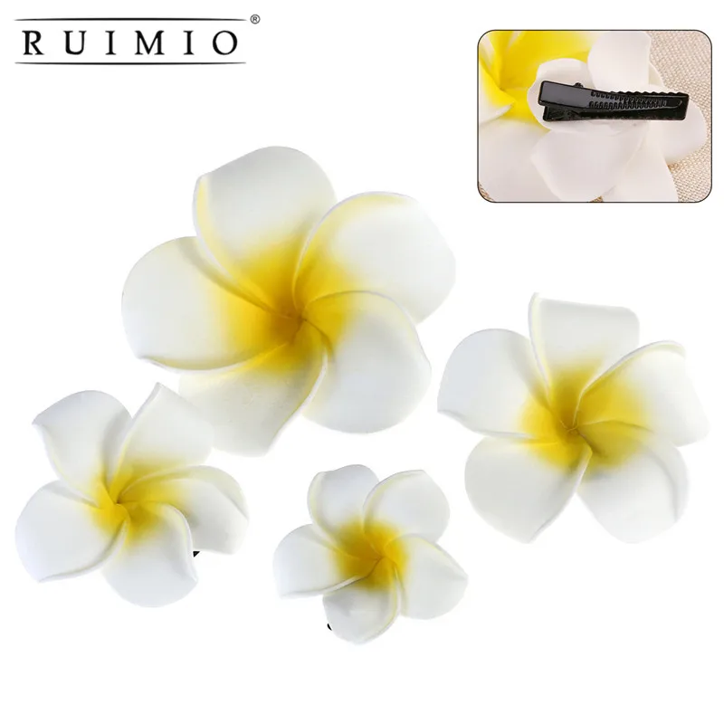 

4pcs Hawaii Flowers Hair Clips Bridal Barrette Tropical Beach Wedding Plumeria Flower Women Party Hairclip Hairpin Accessories