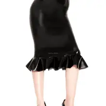 Латекс юбка оборками Для женщин пикантные резиновые юбка праздничная одежда