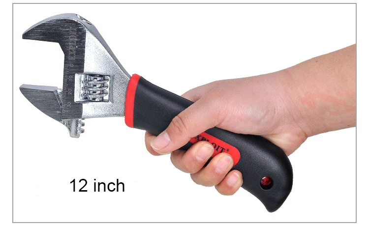 1pcs Adjustable Spanner Universal Key Nut Wrench Hand Tools Large Opening Adjustable open end wrench With Scale 6"/8"/10"/12" - Color: 12 inch