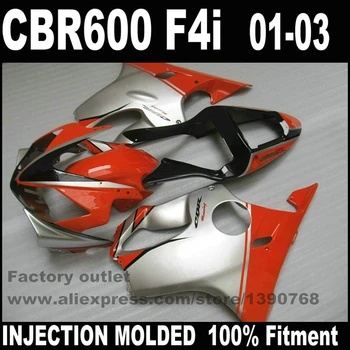 

INJECTION MOLDED full fairing kit for HONDA CBR 600 F4i 2001 2002 2003 black red silver fairings set CBR600 01 02 03 NK63