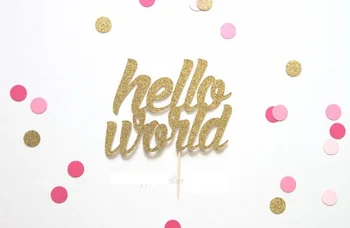 

Glitter Hello world cupcake toppers baby shower wedding Ballet Birthday, Dance Party Decor