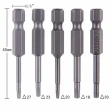 5PCS S2 Steel Electric Screwdriver Bit Set Bits Hex Shank Magnetic Alloy Steel For Cross Head 50mm 1/4 inch Wholesale