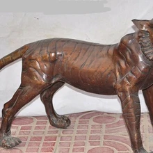 Xd 001472 2" Китайский Фэншуй Бронзовый Знак Год Тигра зло свирепый Животных успех статуя