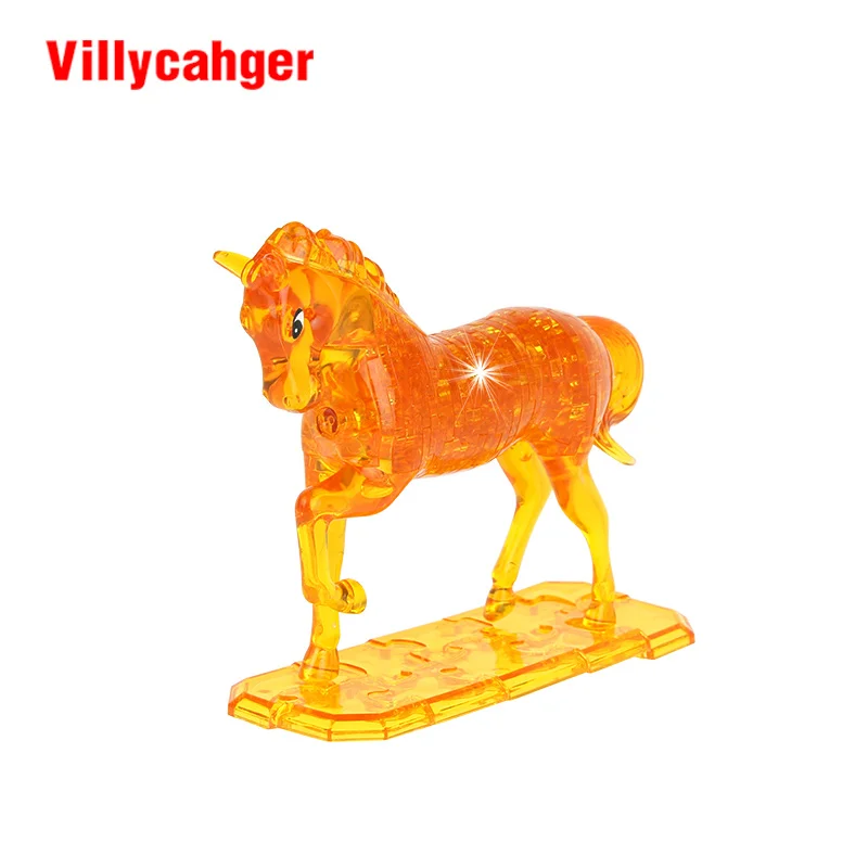 

13.5 cm x 16.5 cm 3D Puzzle DIY Model Buliding Toy Children Home Decoration - Yellow or White horse drop shipped