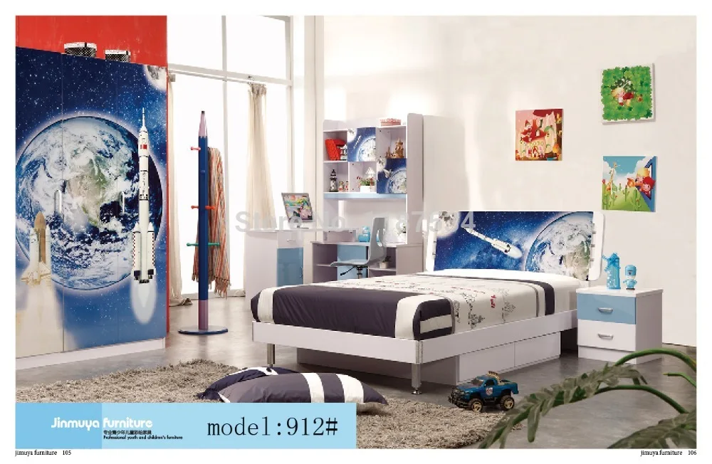 912 Bedroom home furniture bed wardrobe desk nightstand swivel chair