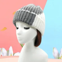 Двухцветная зимняя шапка для женщин и мужчин Skullies Beanies женская теплая шапка эластичные трикотажные лыжные шапочки толстые шляпы для девочек и мальчиков