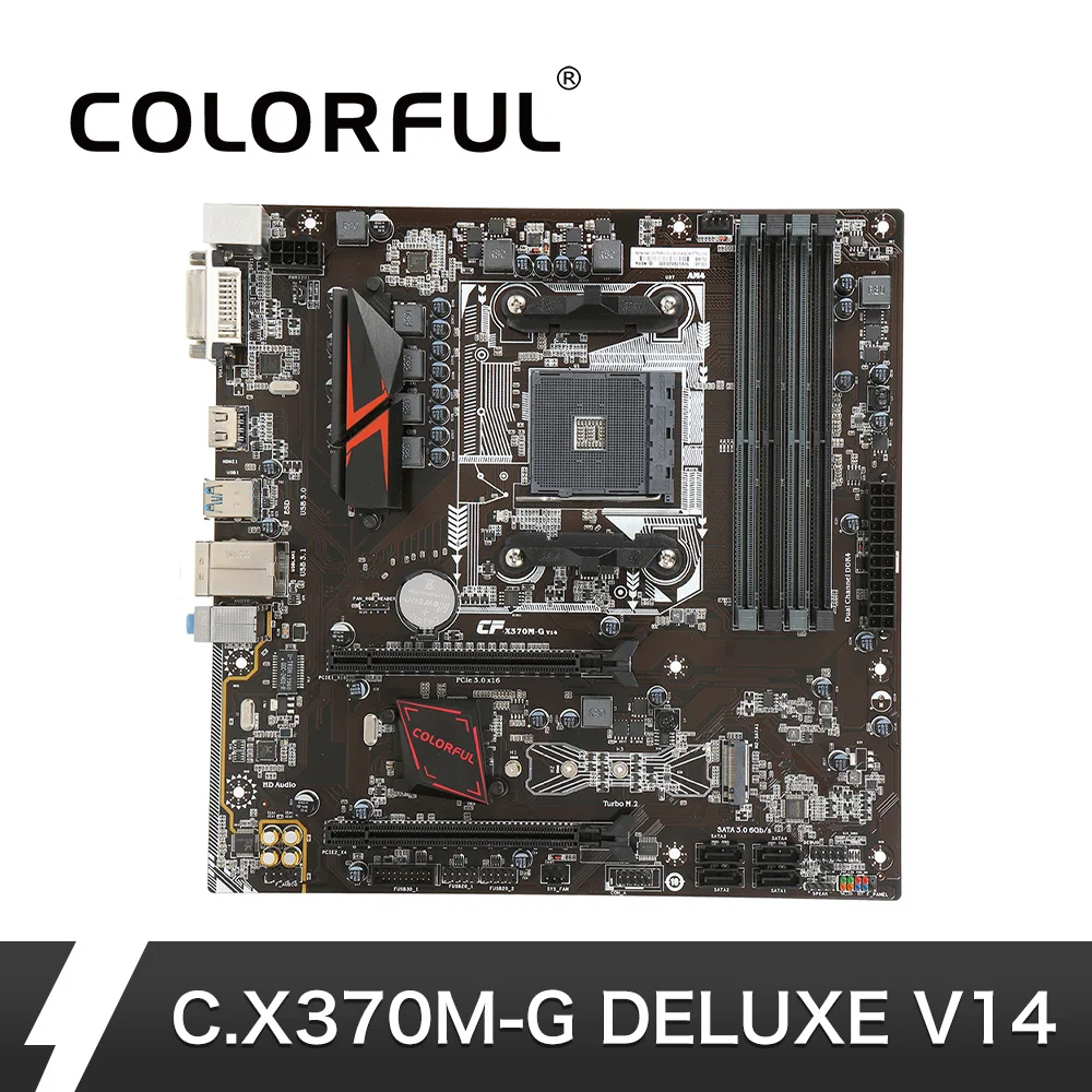 Красочные топор C.X370M G Deluxe V14 материнской DDR4 для разъем AM4 USB3.0 AMD X370 Игровая плата mATX