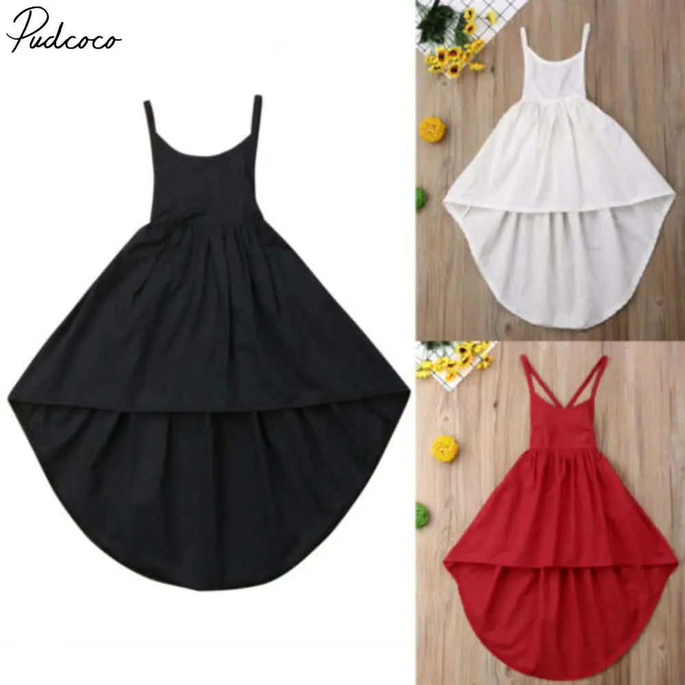

2019 Summer Toddler Baby Girls Dress Kid Irregular Bandage Backless Princess Wedding Party Strap Dresses Sundress 1-6Y