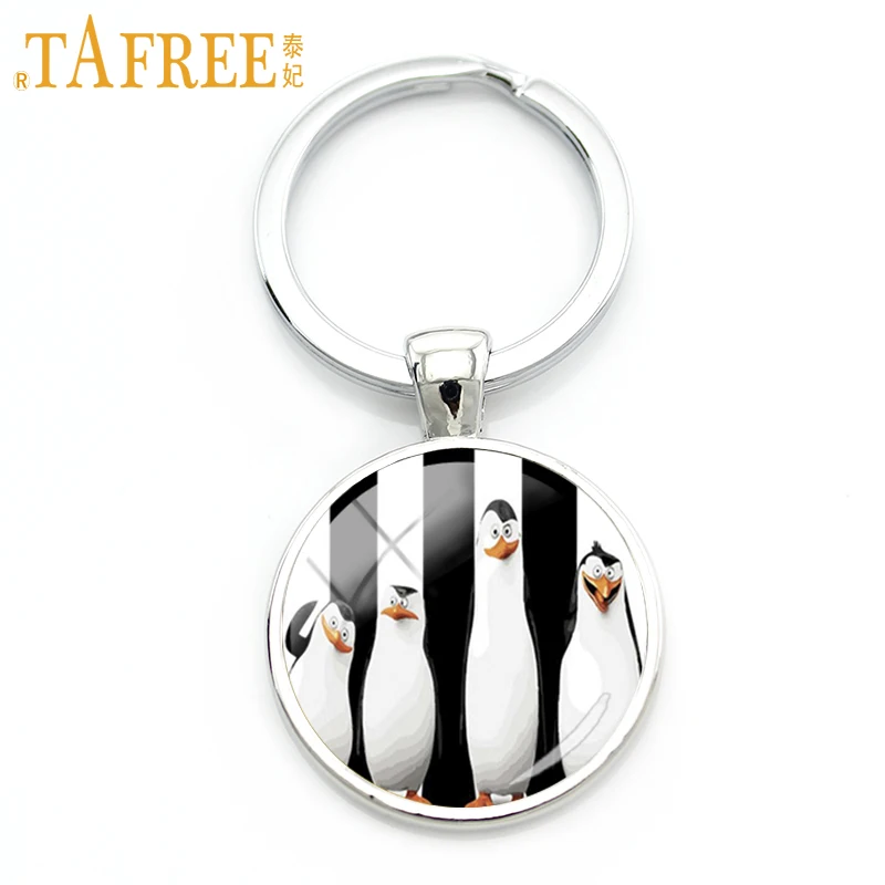 

TAFREE Cute penguin keychain Swan butterfly peacock feather art pattern key chain women's car Pendant Accessories jewelry TB54