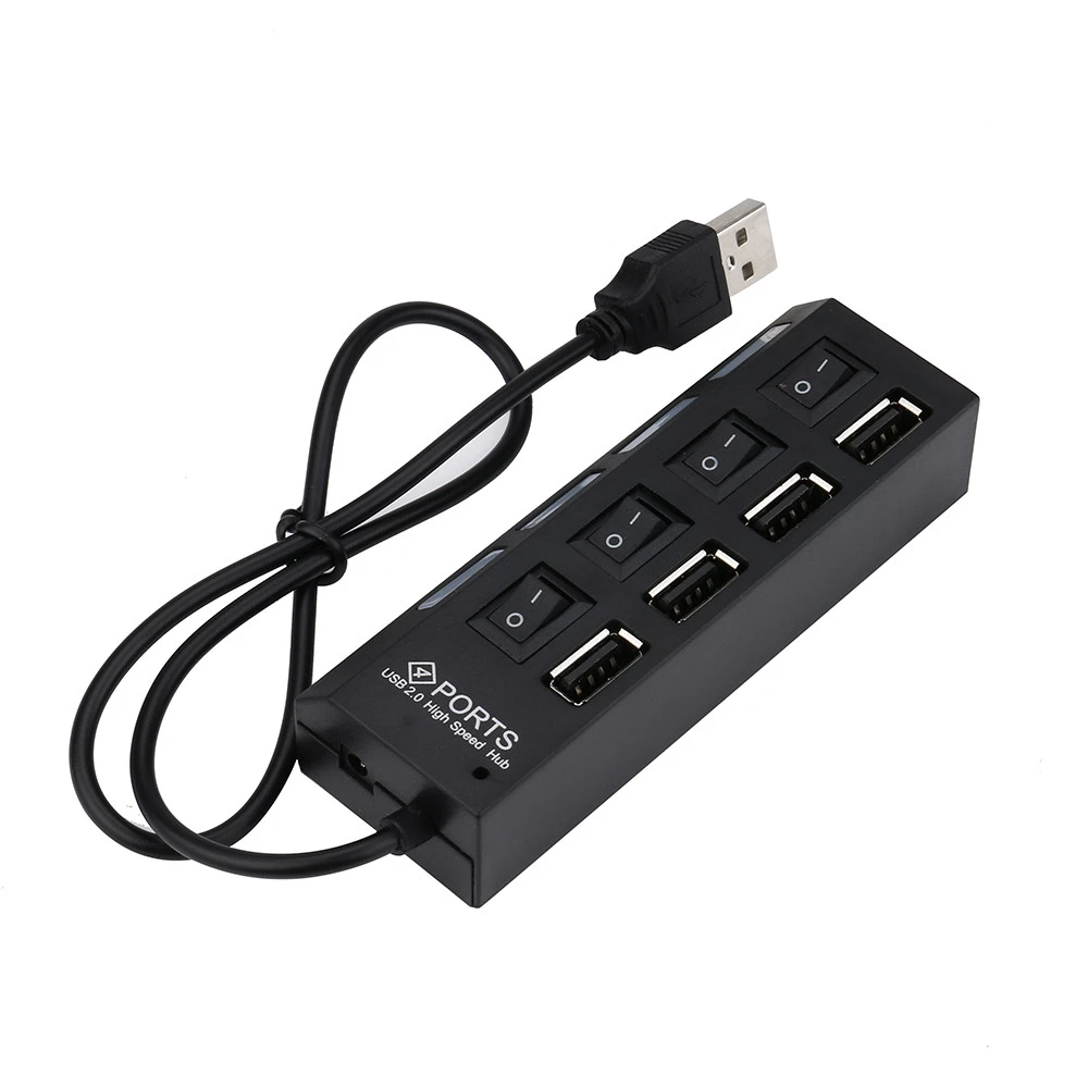 Hub de 4 puertos USB 2,0, interruptor de Cable adaptador de para PC, portátil, conectar Webcam, impresoras de ratón, escáneres y A30|Concentradores USB| - AliExpress
