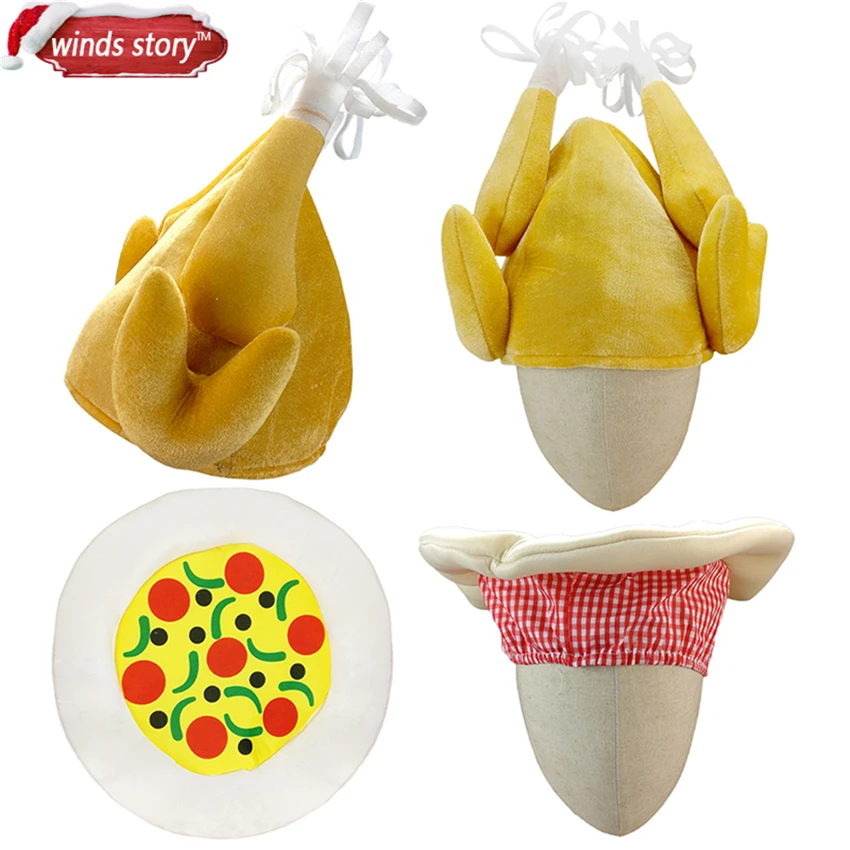 Novelty Christmas Thanksgiving Decoration Turkey Pizza Hat Party