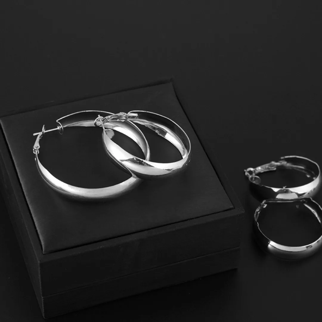 New 6 Pairs/set Vintage Dangle Big Circle Hoop Earrings Gold Silver Women Steampunk Ear Clip Shellhard Punk Ear Set Jewelry