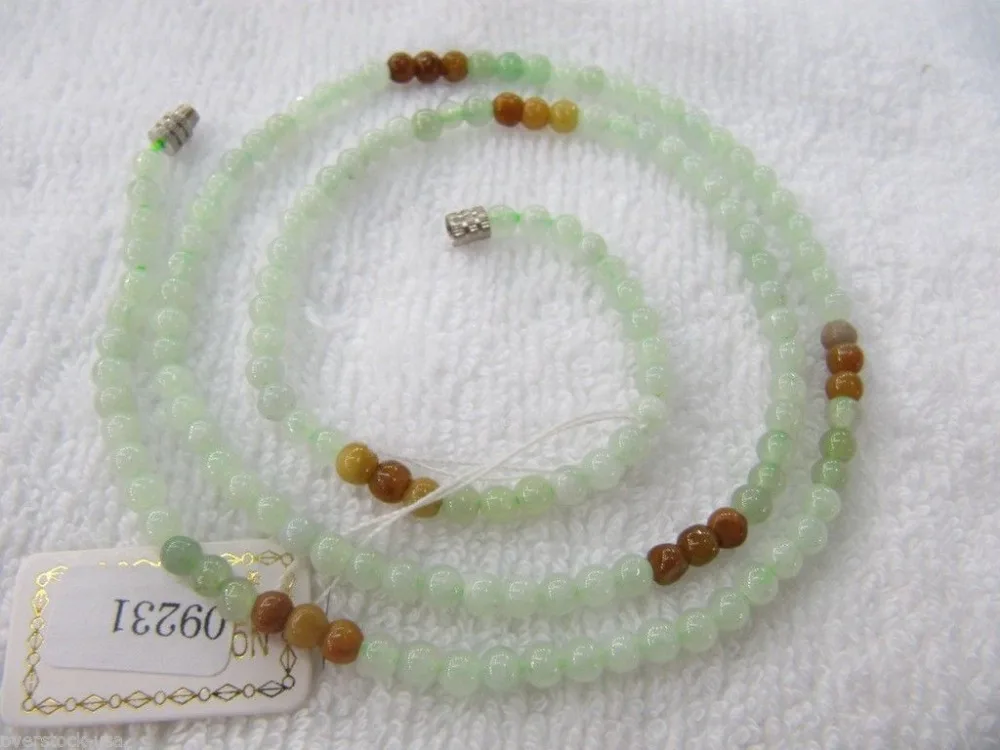 

N2264 NEW Certified Natural Aqua Jade A Grade Jadeite 3mm Beads Necklace 28% Discount (A0325)