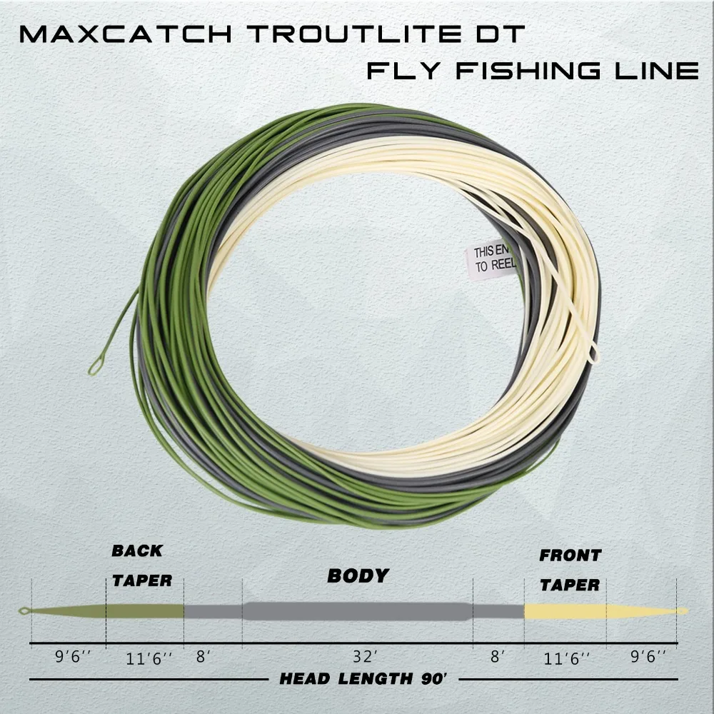 Maximumcatch الحقيقي Troutlite مزدوجة تفتق عائم صنارة صيد السمك بذبابة الصيد الصناعية 90ft 3/4/5/6wt مع اثنين ملحومة الحلقات DT يطير خط