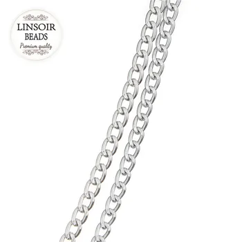 

5 Meters/lot 5*7*1mm Silver Aluminum Bulk Open Link Chain For Necklace Bracelet Jewelry Making DIY Necklace Findings F1644