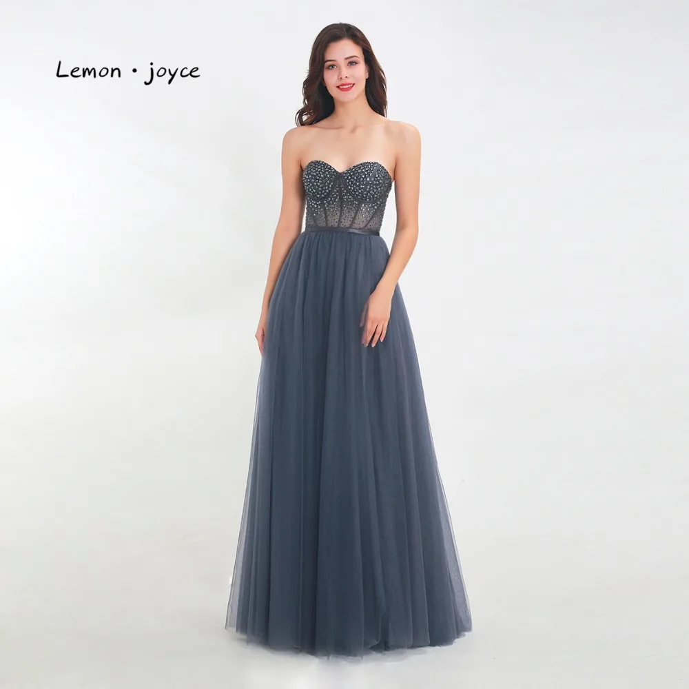 

Lemon joyce Formal Evening Dresses Long 2019 Sweetheart Sexy Illusion Tulle Party Evening Dress for Women robe de soiree