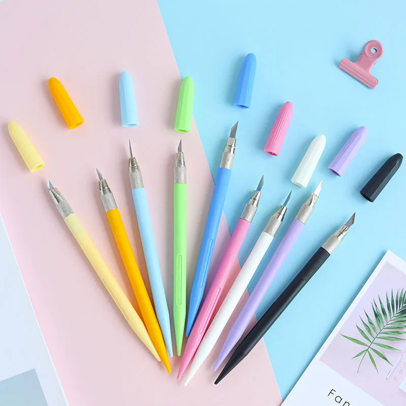 

11 Colors Rubber Stamp Engraving Knife Pen Wood Crafts DIY Tool Carving Blade Photo Paper Cutting Cutter Office School Supplies