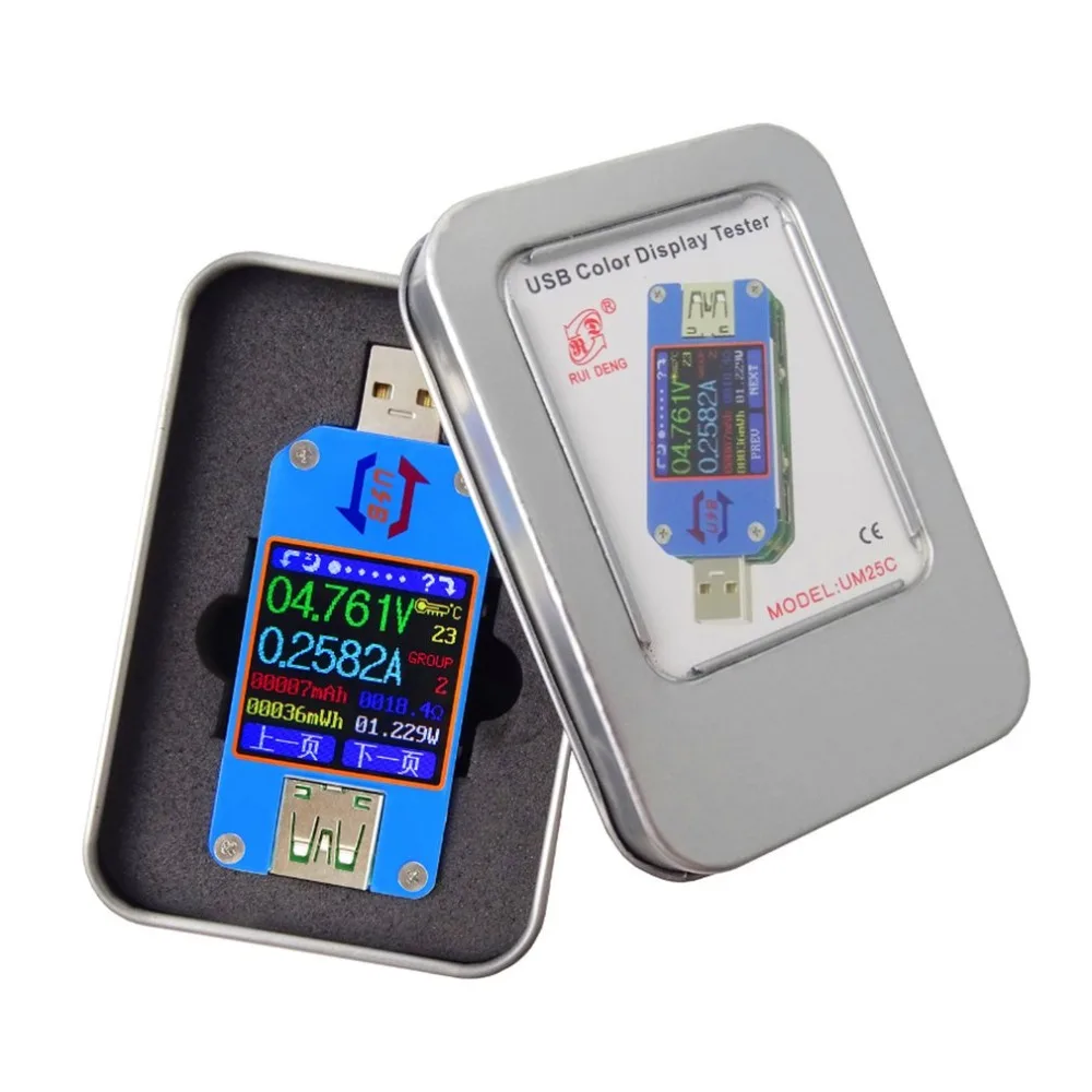 UM25 UM25C Для APP USB 2 0 тип c ЖК дисплей Вольтметр Амперметр Напряжение измеритель тока