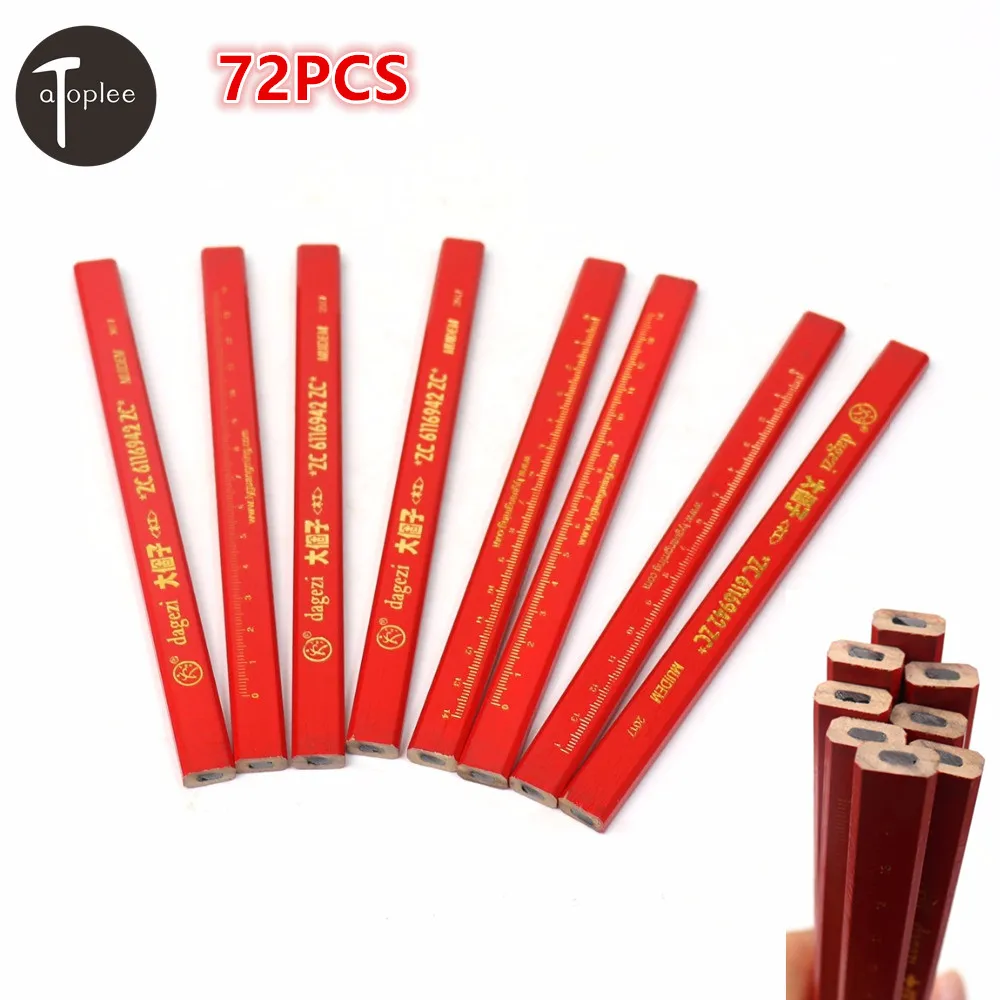 

72PCS 176mm Carpenter Pencils Black Lead For DIY Builders Joiners Woodworking Project To Draw Lines Mark