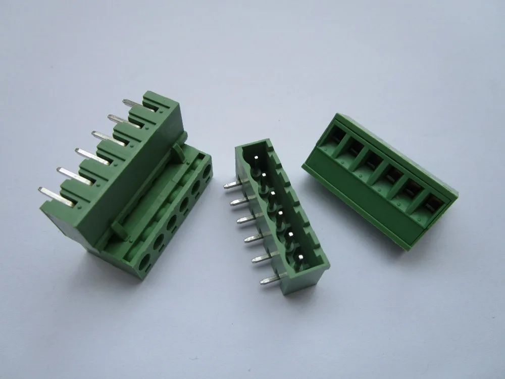 Закрытый угол 6 pin/way шаг 5 08 мм винтовой клеммный блок коннектор зеленый цвет