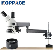 KOPPACE Тринокулярный Стерео зум микроскоп, WF10X/20 окуляров, 3.5X-45X мобильный телефон ремонт микроскоп, 144 светодиодный кольцевой свет