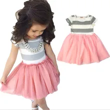 Топы с короткими рукавами для малышек полосатое приталенное короткое платье платье со складками