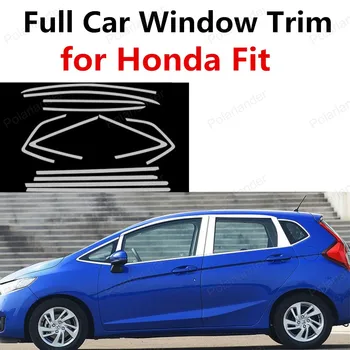 

Car Dedicated Stainless Steel Full Car Window Trim Decoration Strips For Honda Fit bright silver Car Styling
