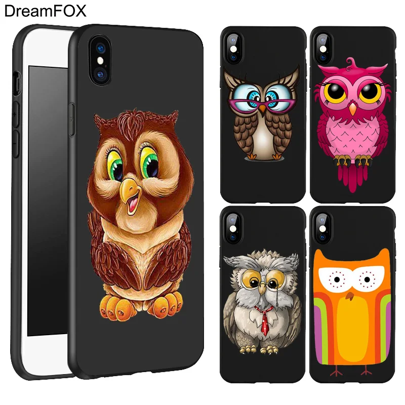 

DREAMFOX L023 Cute Cartoon Owl Black Soft TPU Silicone Case Cover For Apple iPhone 11 Pro XR XS Max X 8 7 6 6S Plus 5 5S 5G SE