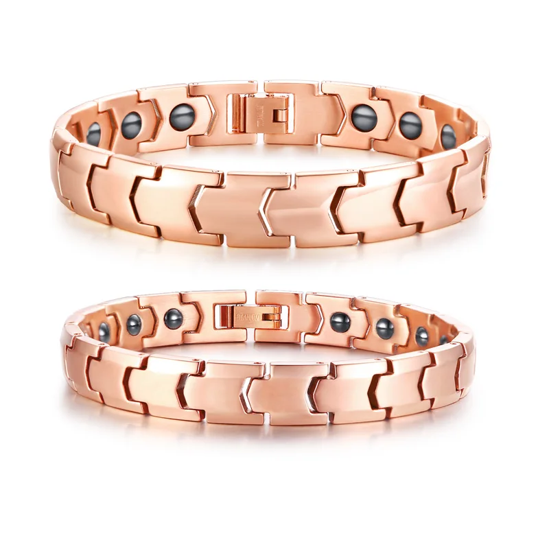Elegant Pink Gold Tone Therapy Bracelets for Women Man