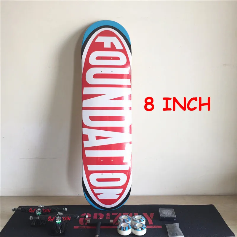 

1Set Complete Skateboard Mixed Brands Skate Deck Trucks Wheels & Bearings Plus Riser Pad Hardware Set & Installing Tool