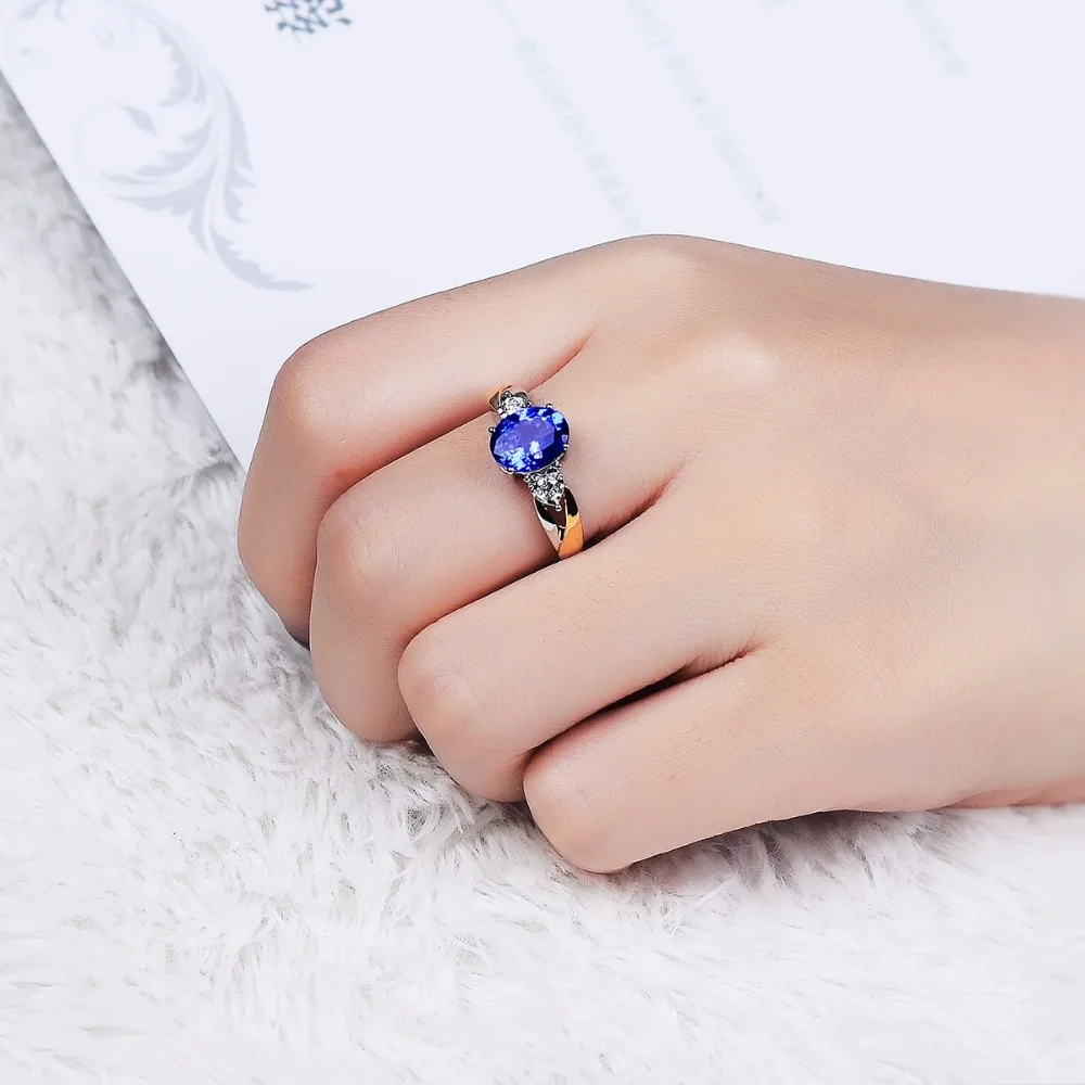 Роскошные Синие кубический камень цирконий открытым кольца для женщин серебро Цвет Свадебные новые ювелирные изделия регулируемый размеры кольц